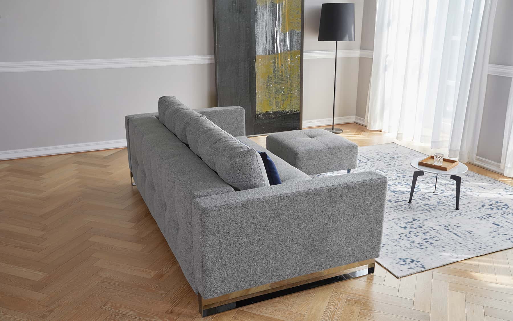 Cassius D.E.L. Sleeper Sofa back view with stitched detailing