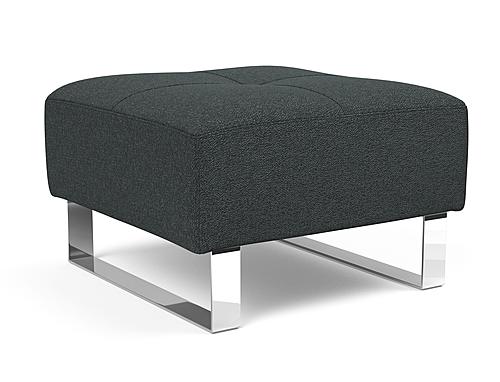 Deluxe Excess Ottoman Boucle Black Raven, Chrome Legs by Innovation