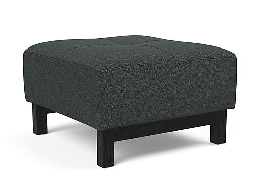 Deluxe Excess Ottoman Boucle Black Raven, Black Wood Legs by Innovation