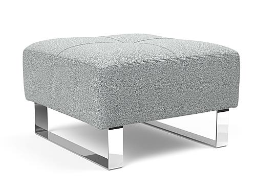 Deluxe Excess Ottoman Melange Light Gray, Chrome Legs by Innovation