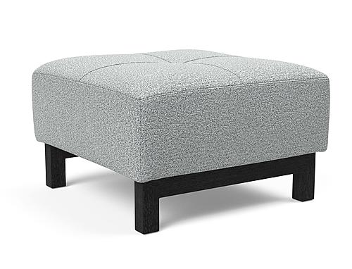 Deluxe Excess Ottoman Melange Light Gray, Black Wood Legs by Innovation