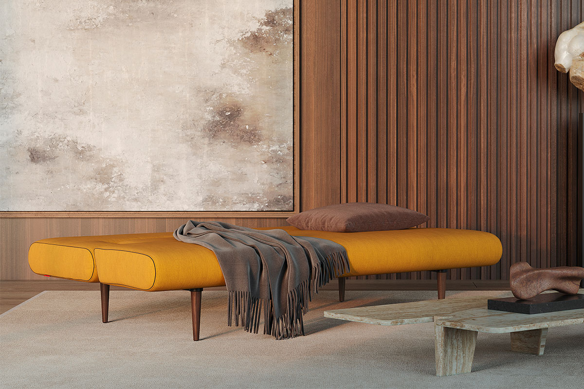 Unfurl sleeper sofa in lounger or bed position