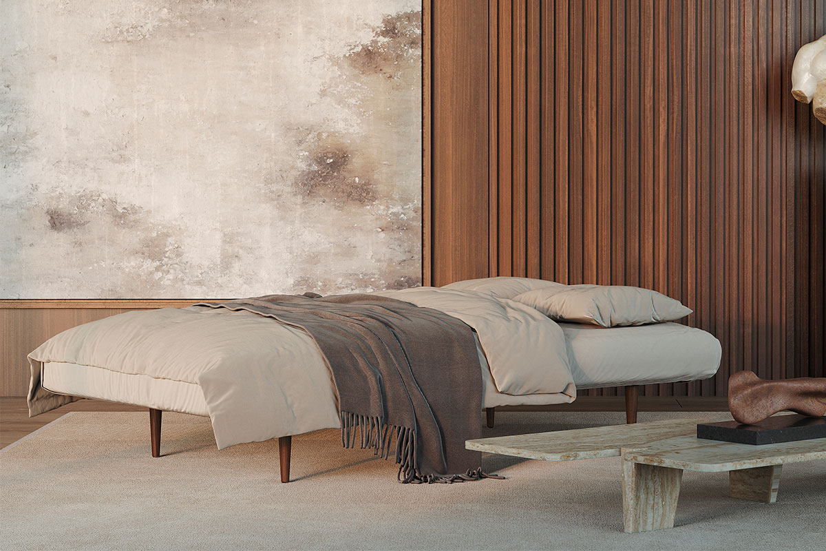 Unfurl sleeper sofa upholstery and tufting detail