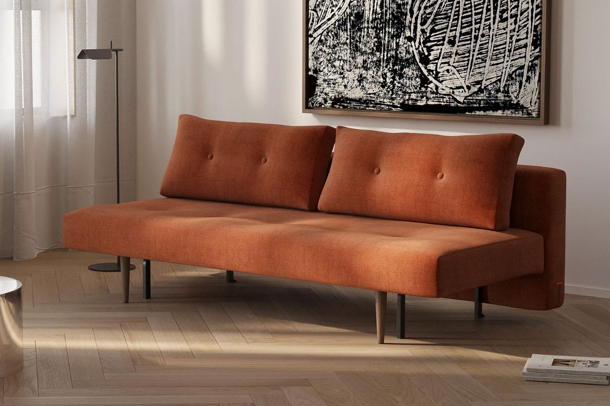 Recast Sleeper Sofa Dark Styletto in sofa position