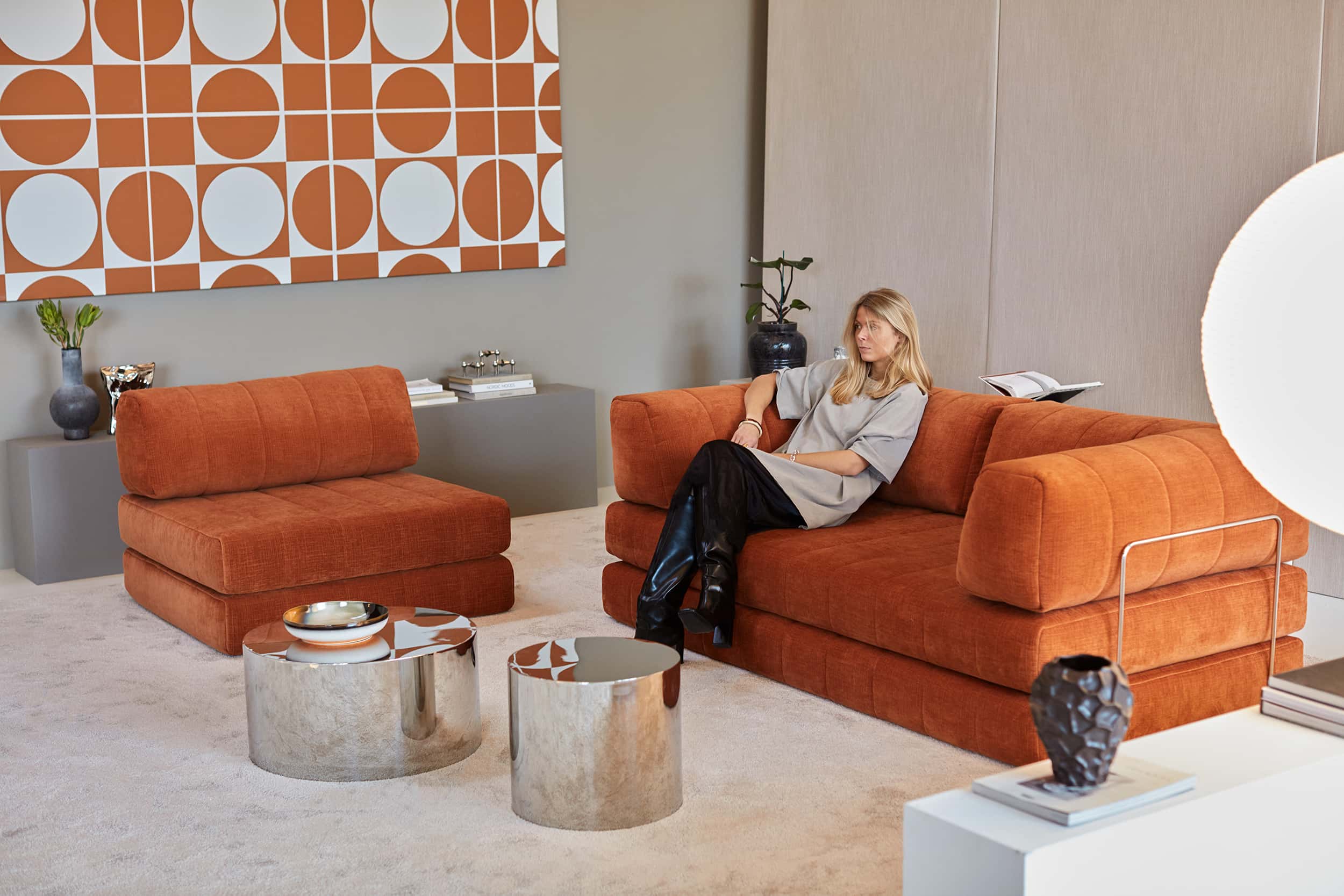 CozyPad Chair in Esina Rust Orange, lifestyle photo