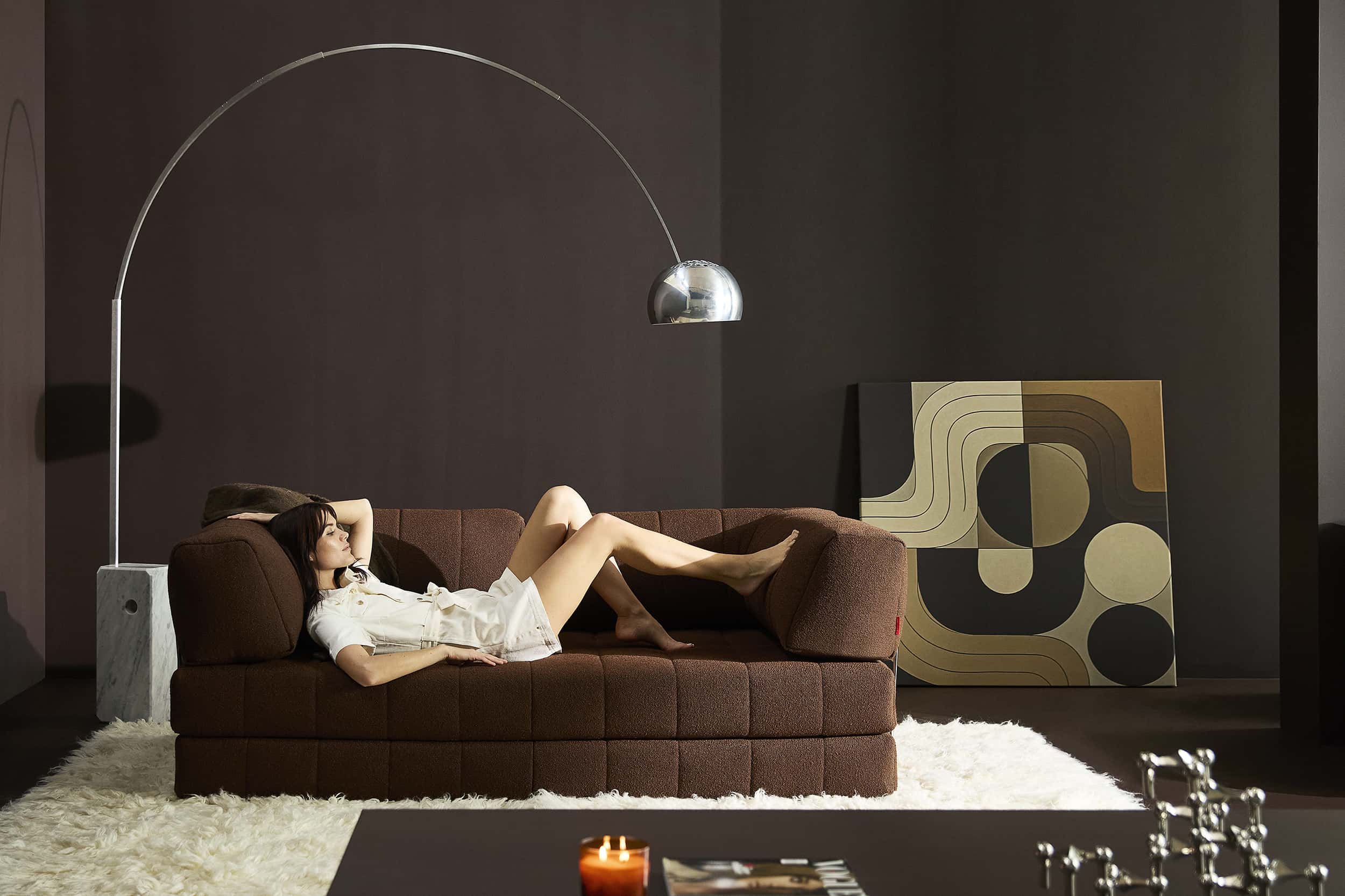 CozyPad Sleeper Sofa with Arms in Taura Cappuccino, lifestyle photo