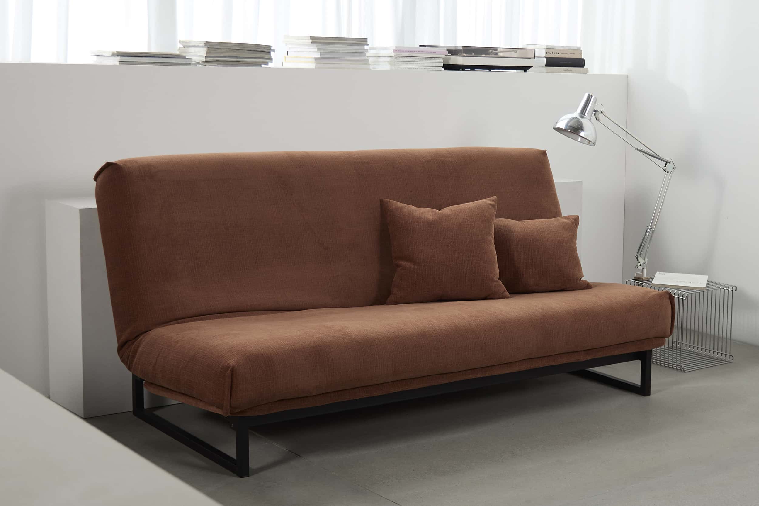 Colpus Futon Sofa Bed with matte black steel legs
