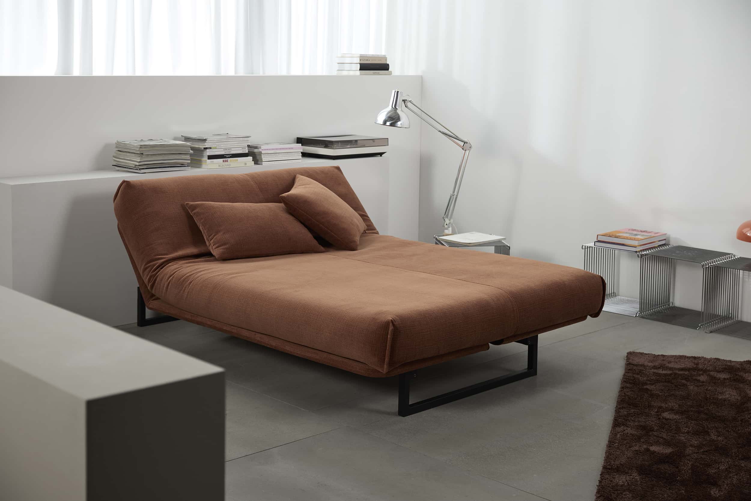 Colpus Futon Sofa Bed with matte black steel legs